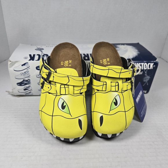 Birkenstock Other - Birkenstock Kids Unisex Kay Clogs Yellow Monster Dinosaur Clogs Mules C8 toddler